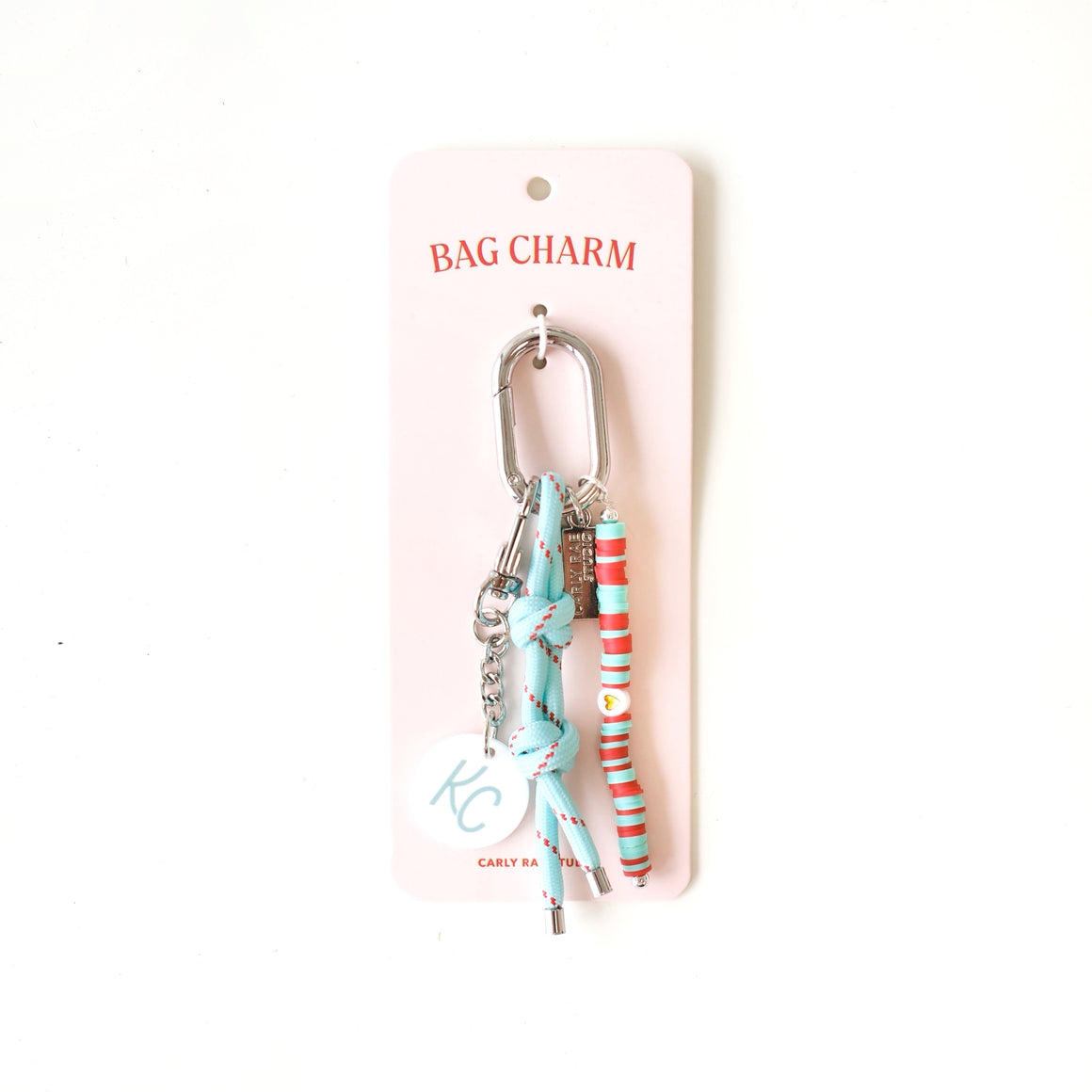 Bag Charm - Teal & Red
