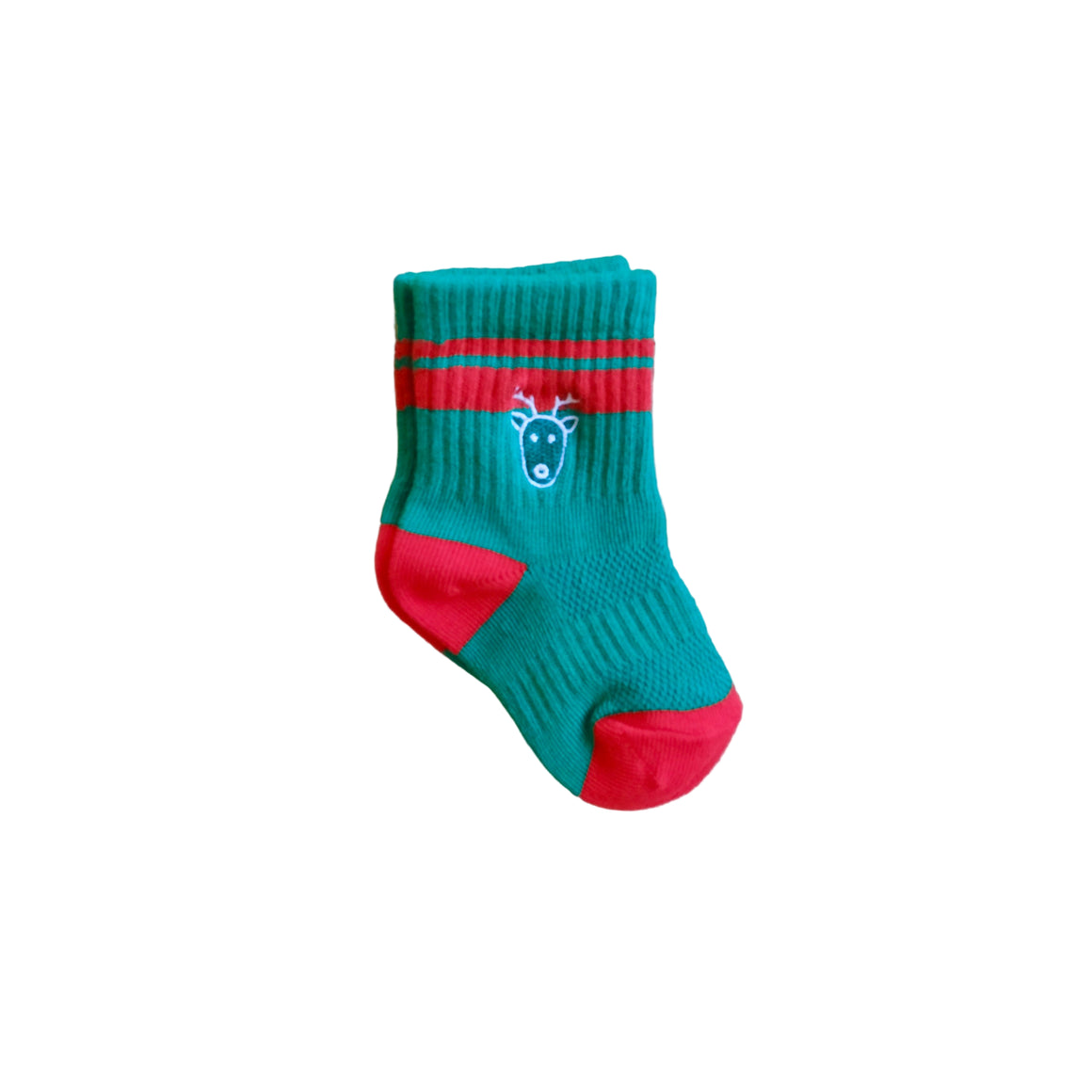 Baby Raindeer Socks - Green w/ Red