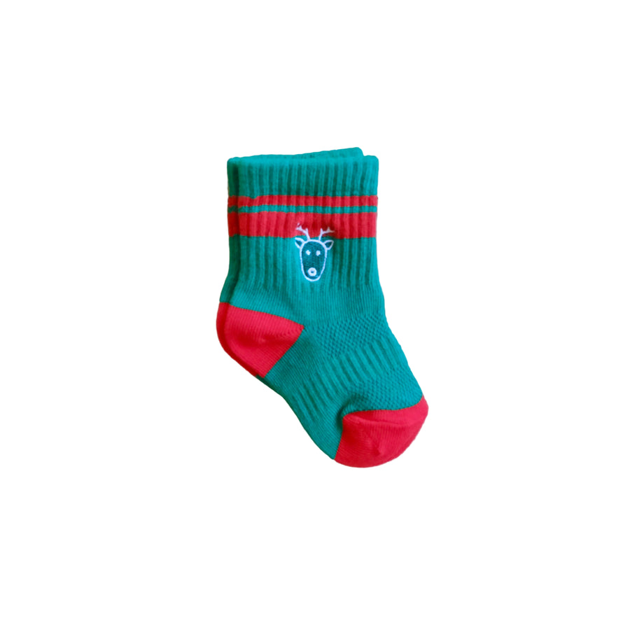 Baby Raindeer Socks - Green w/ Red