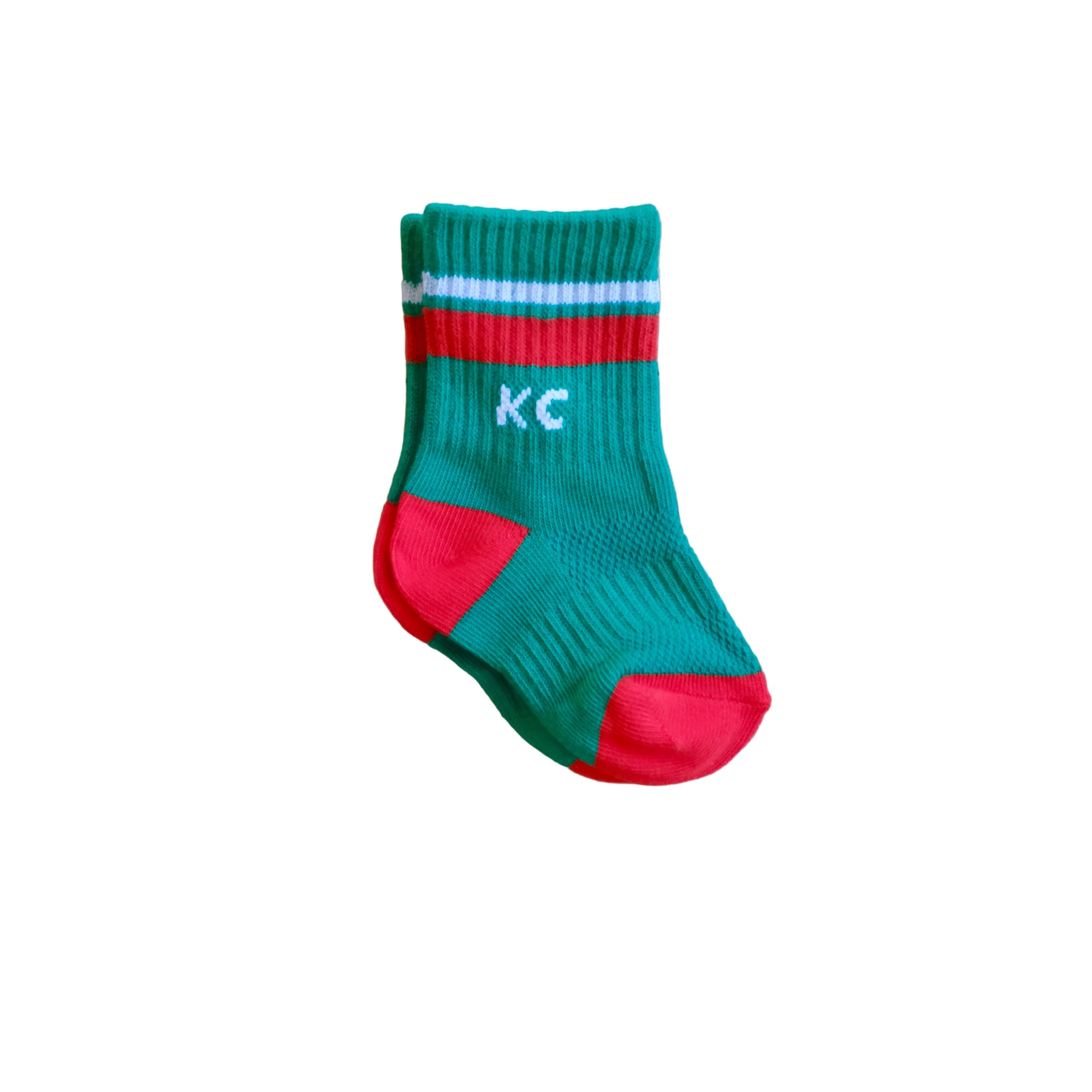 Baby Kansas City Crew Socks - Green w/ Red