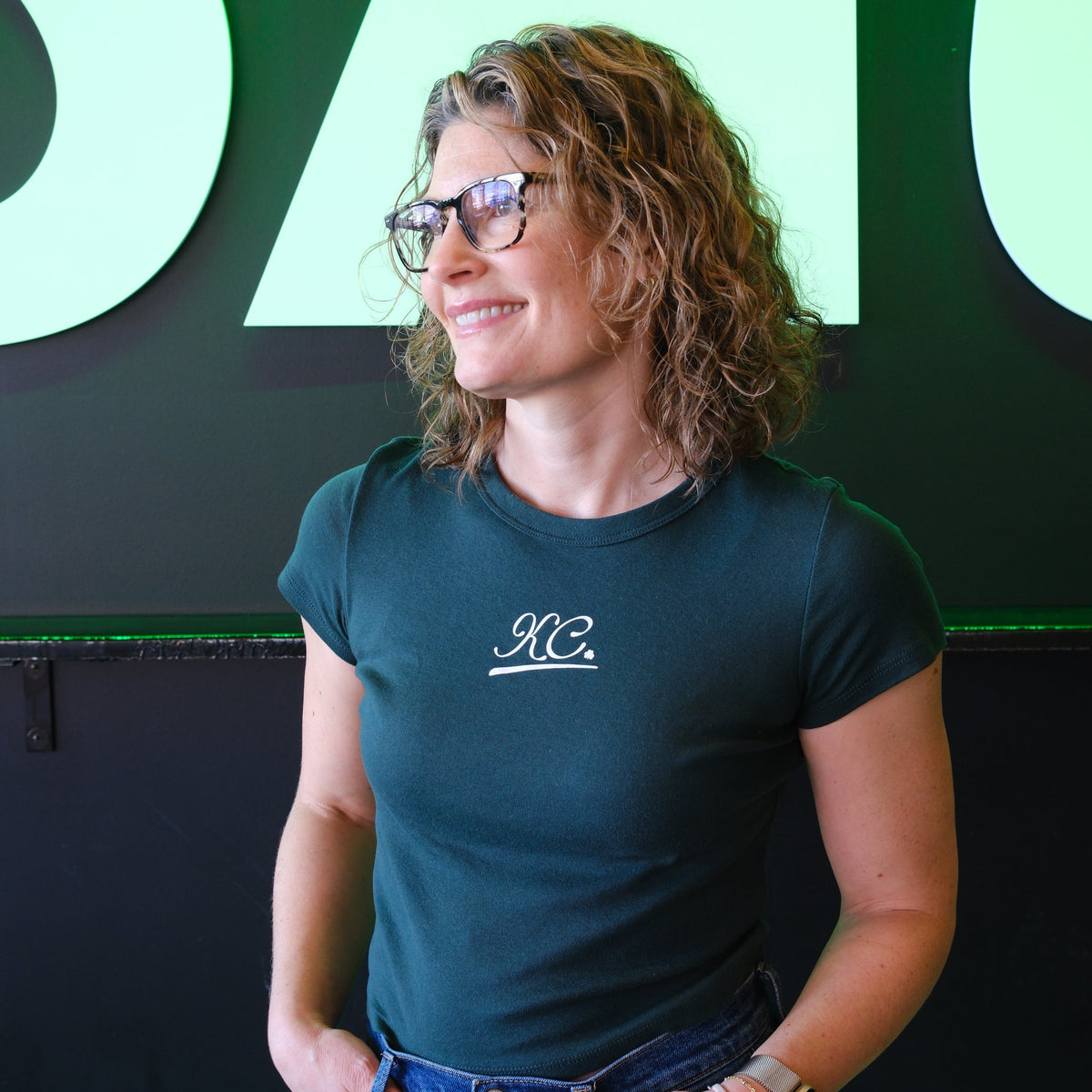 Kansas City KC! Shamrock Baby Tee  - Green