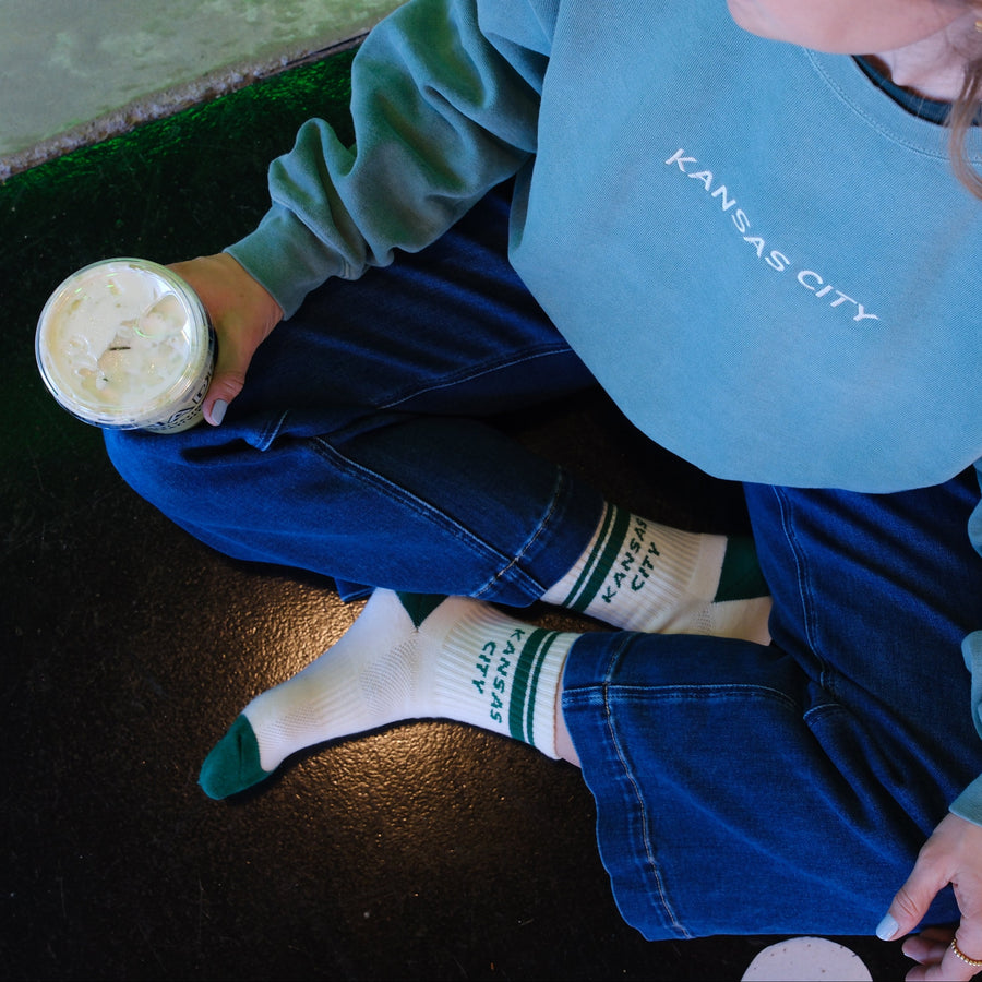 Kansas City Crew Socks - Cream w/ Green