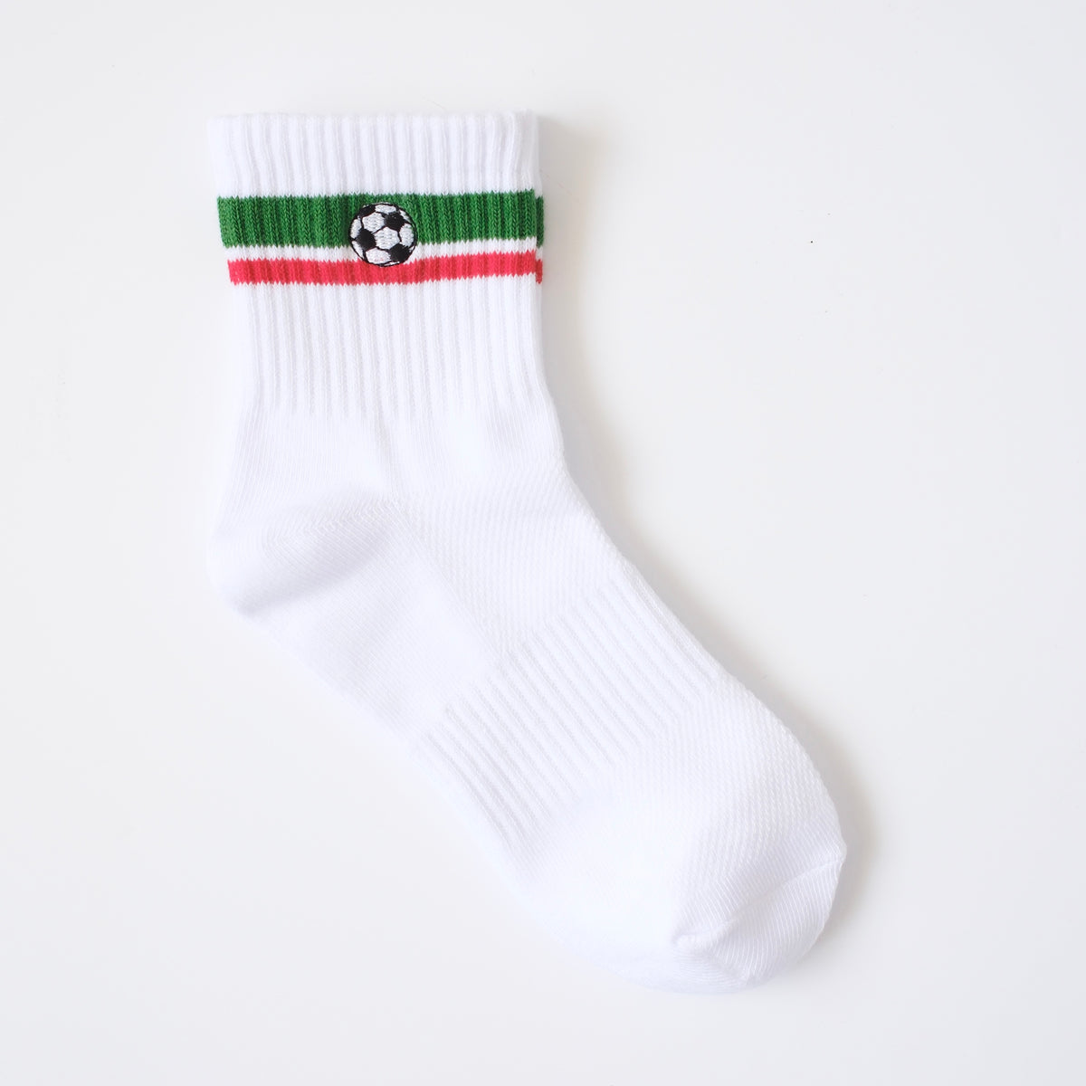 Soccer Crew Socks - Green & Red Stripes