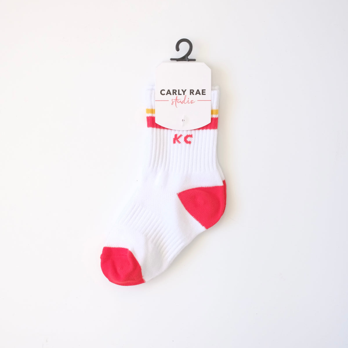 Toddler Kansas City Crew Socks - White with Red and Gold Stripes