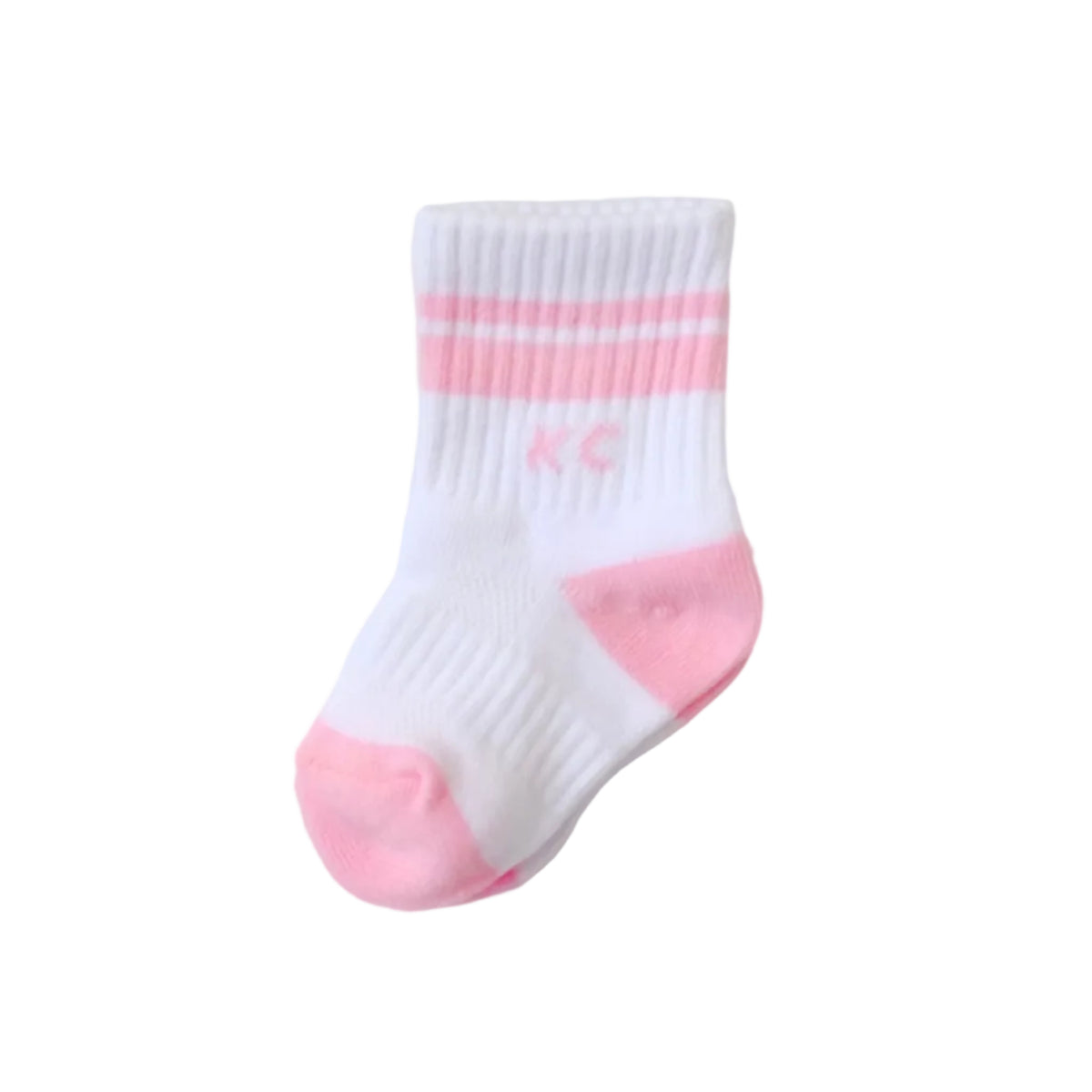 Baby Kansas City Crew Socks - White with Pink Stripes
