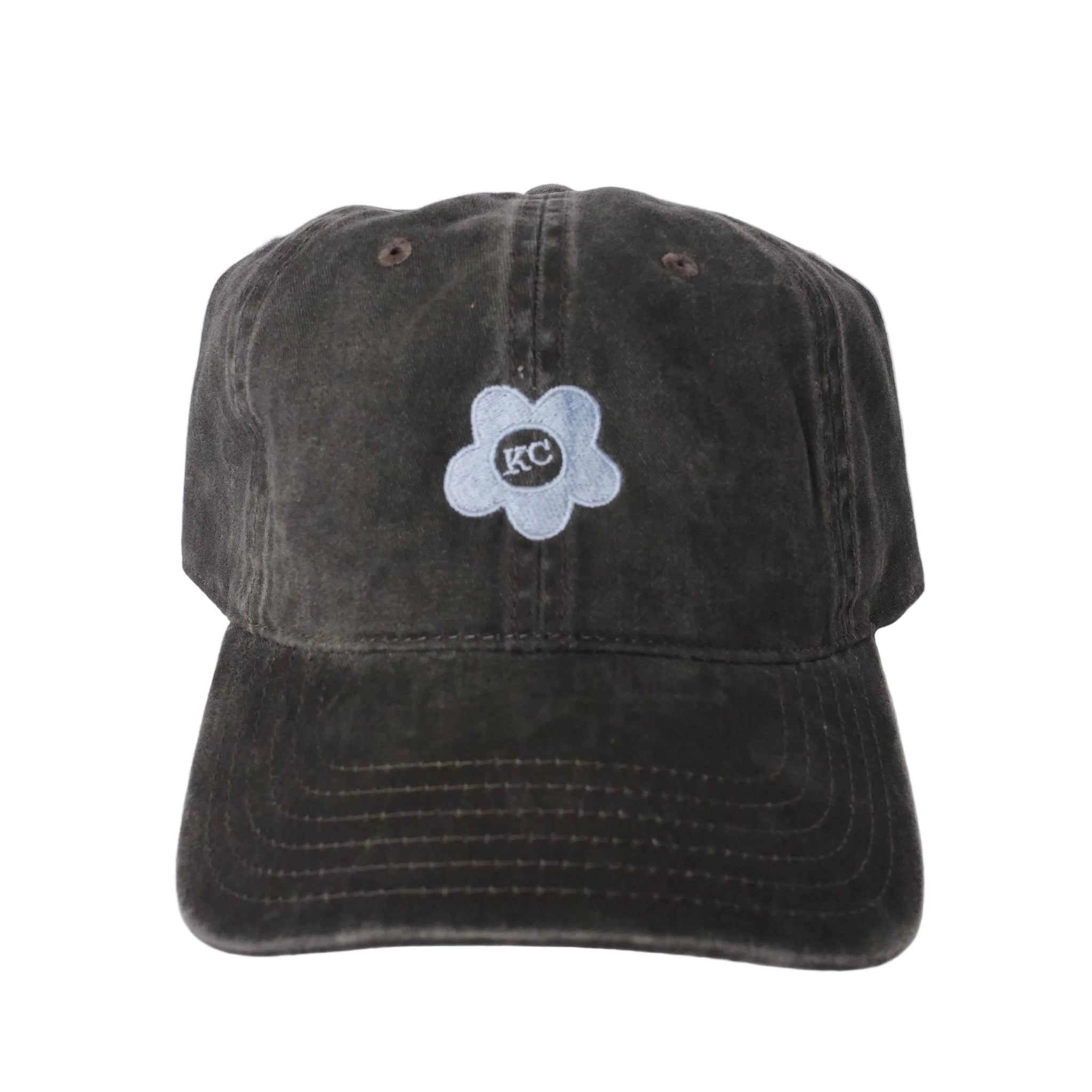 KC Embroidered Flower Hat - Charcoal