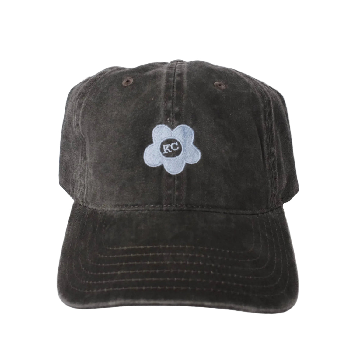 KC Embroidered Flower Hat - Charcoal