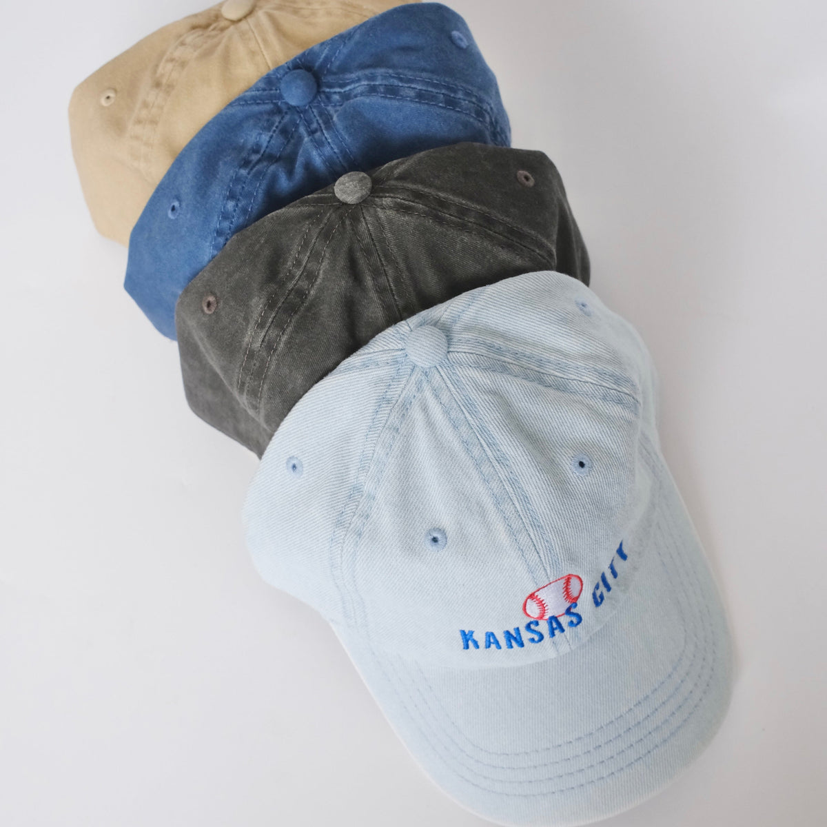 KC Embroidered Hat Denim Baseball - ADULT