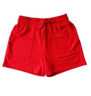 Carly Rae Embroidered Sweatshorts - Red on Red