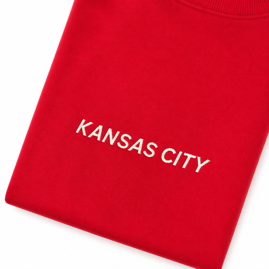 Embroidered Sweatshirt - Cream on Red
