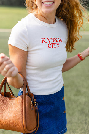 Kansas City Baby Tee - Cream & Red