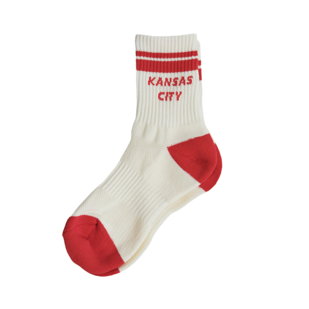 Kansas City Crew Socks - Cream with Red Stripes