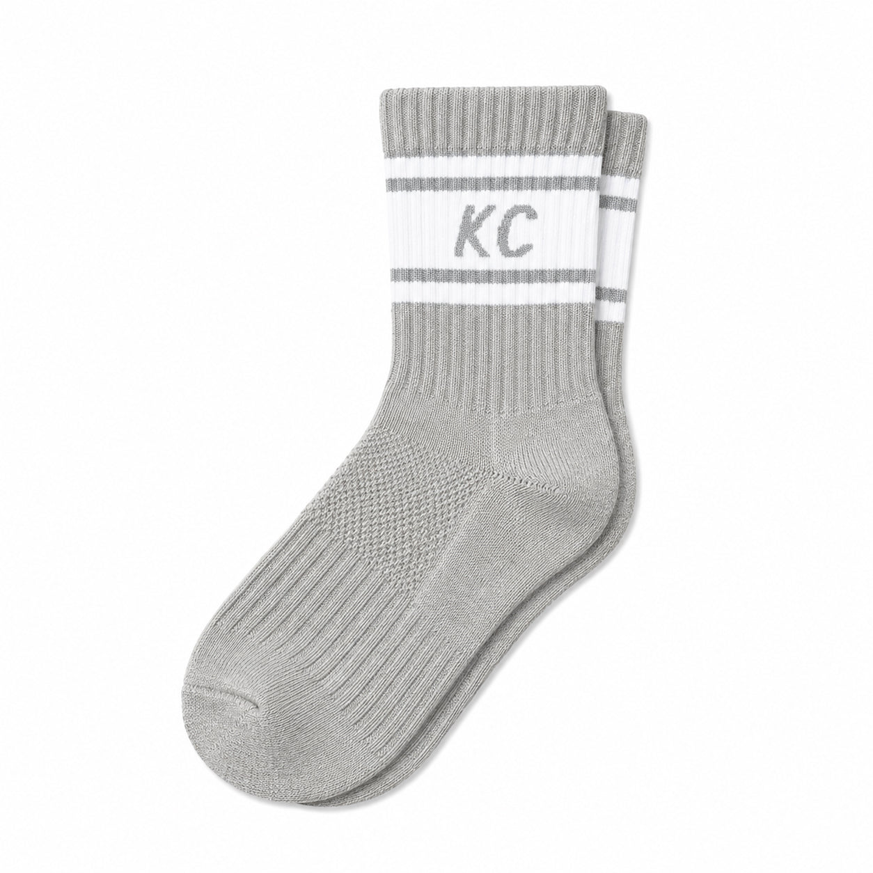 Kansas City Crew Socks - Heather Grey w/ White Bold KC