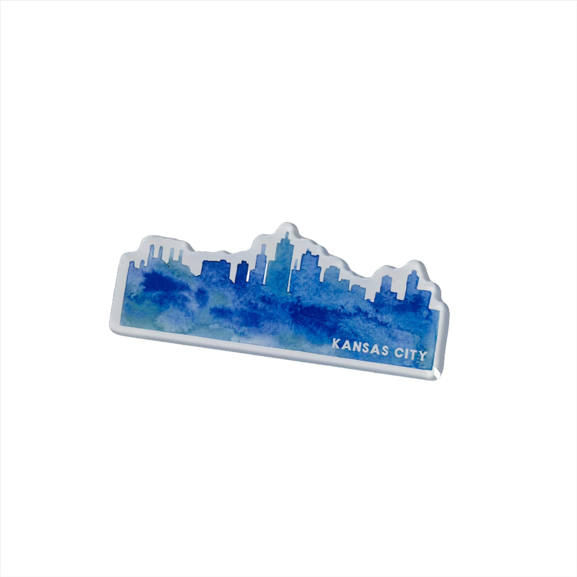 Kansas City Skyline Blue Watercolor Magnet