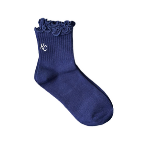 Kansas City Ruffle Socks - Navy