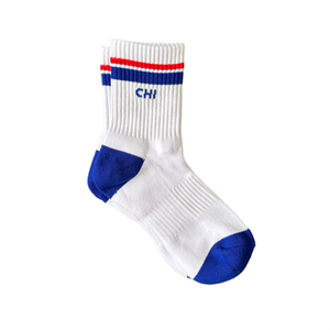 Chicago Crew Socks - White with Blue and Red