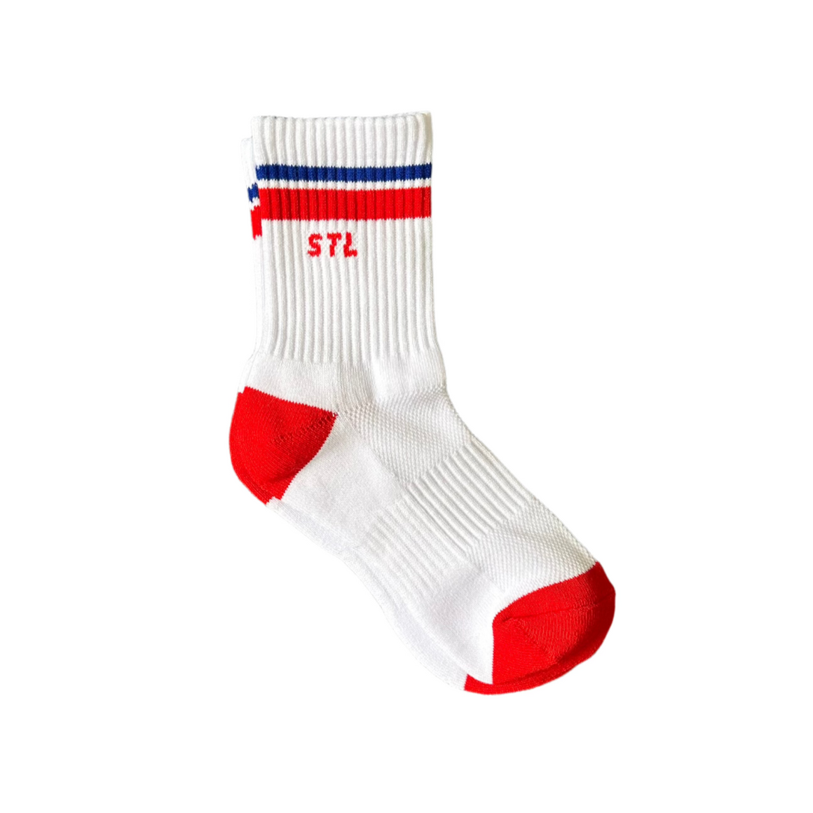 St. Louis Crew Socks - White with Blue and Red