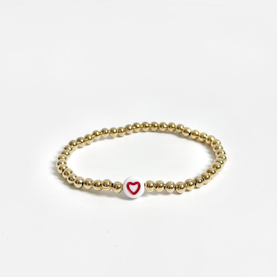 Gold Red Heart Bracelet