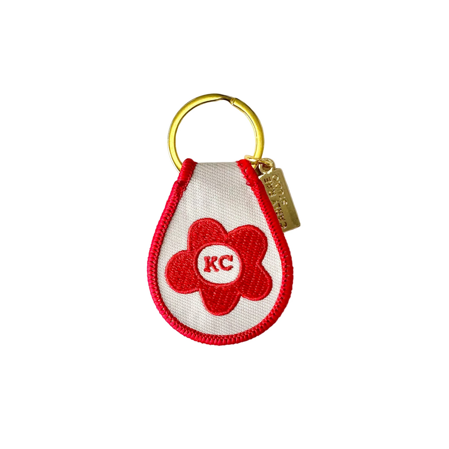 Keychain Tab - Red KC Flower