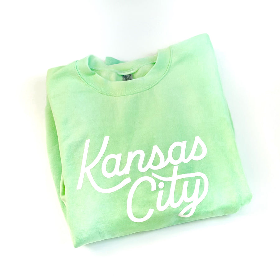 Kansas City Script Sweatshirt - Tie Dye Green