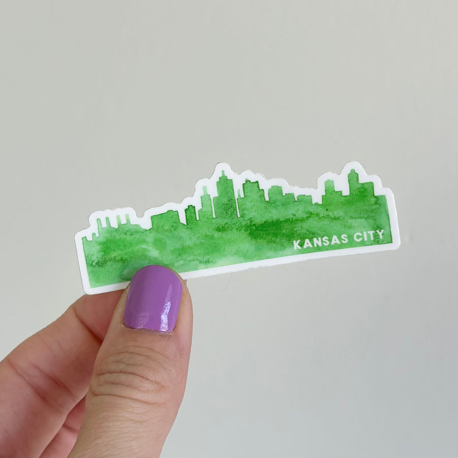 Kansas City Skyline Sticker - Green