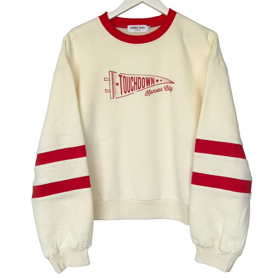 Varsity Sweatshirt - Ivory W/ Red - Touchdown