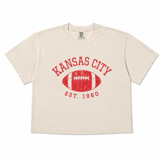 Kansas City Vintage Cropped T-Shirt - Ivory & Red by Carly Rae Studio