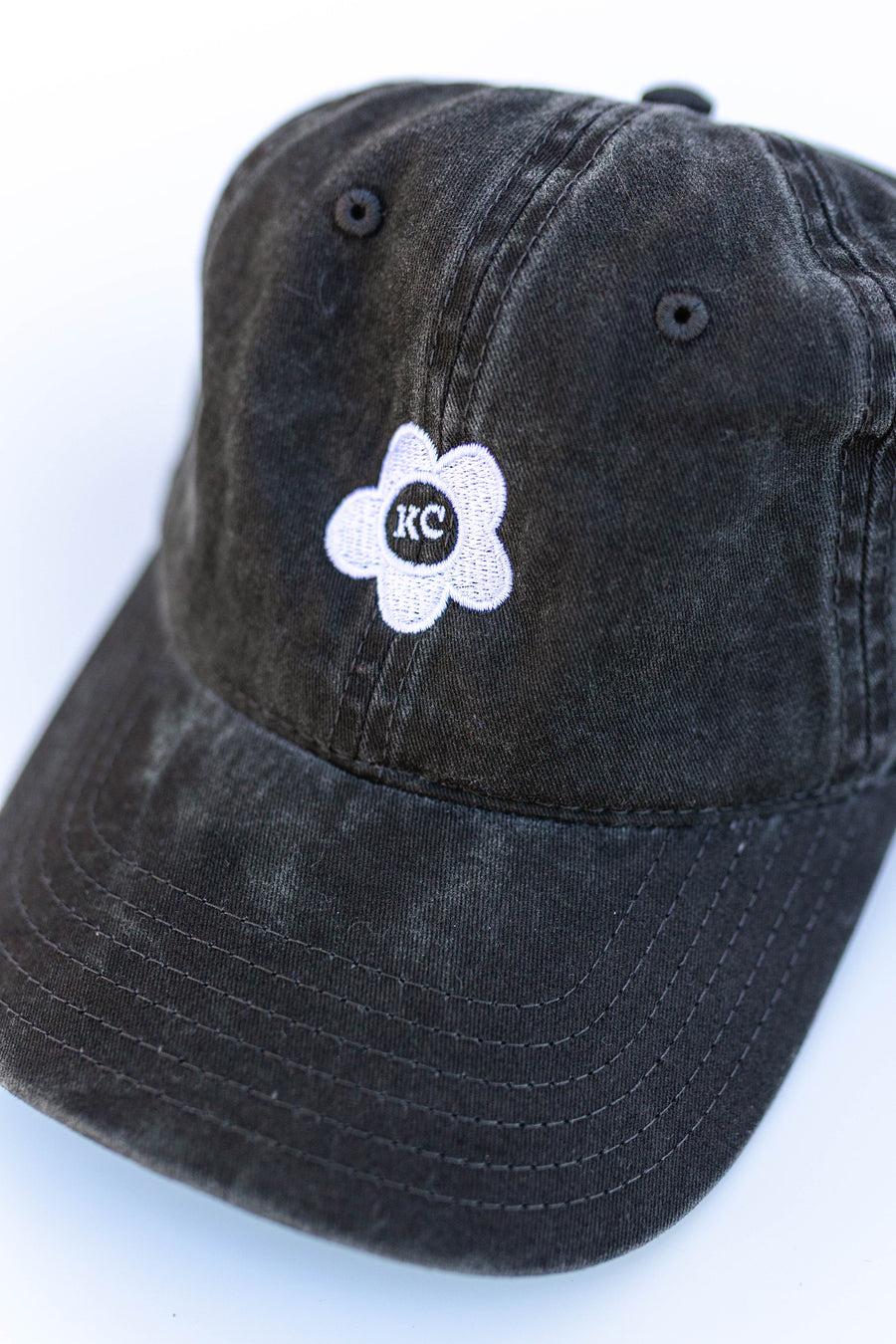 KC Embroidered Flower Hat - Charcoal