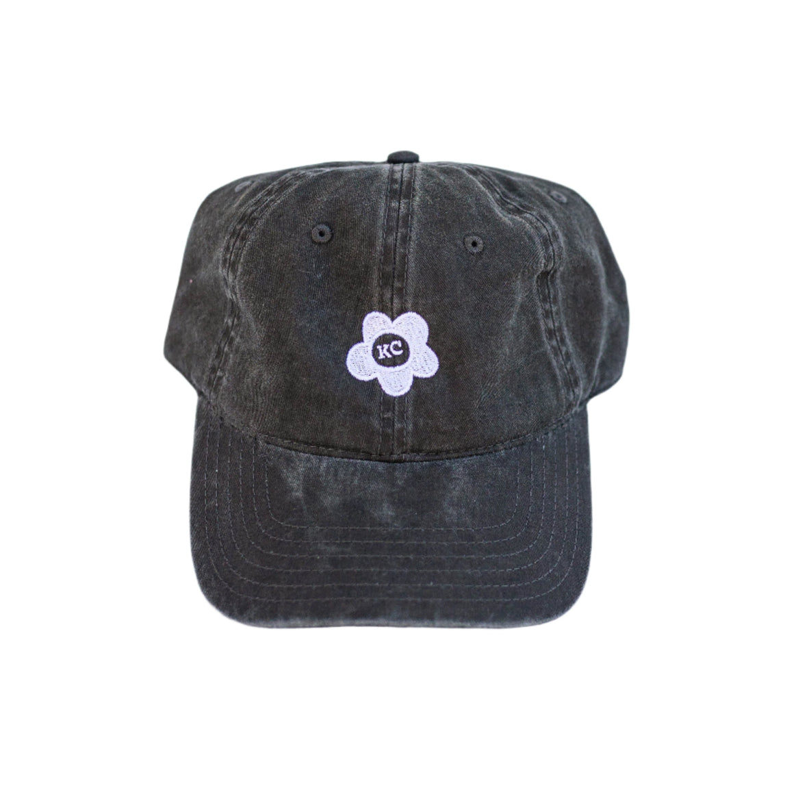 KC Embroidered Flower Hat - Charcoal