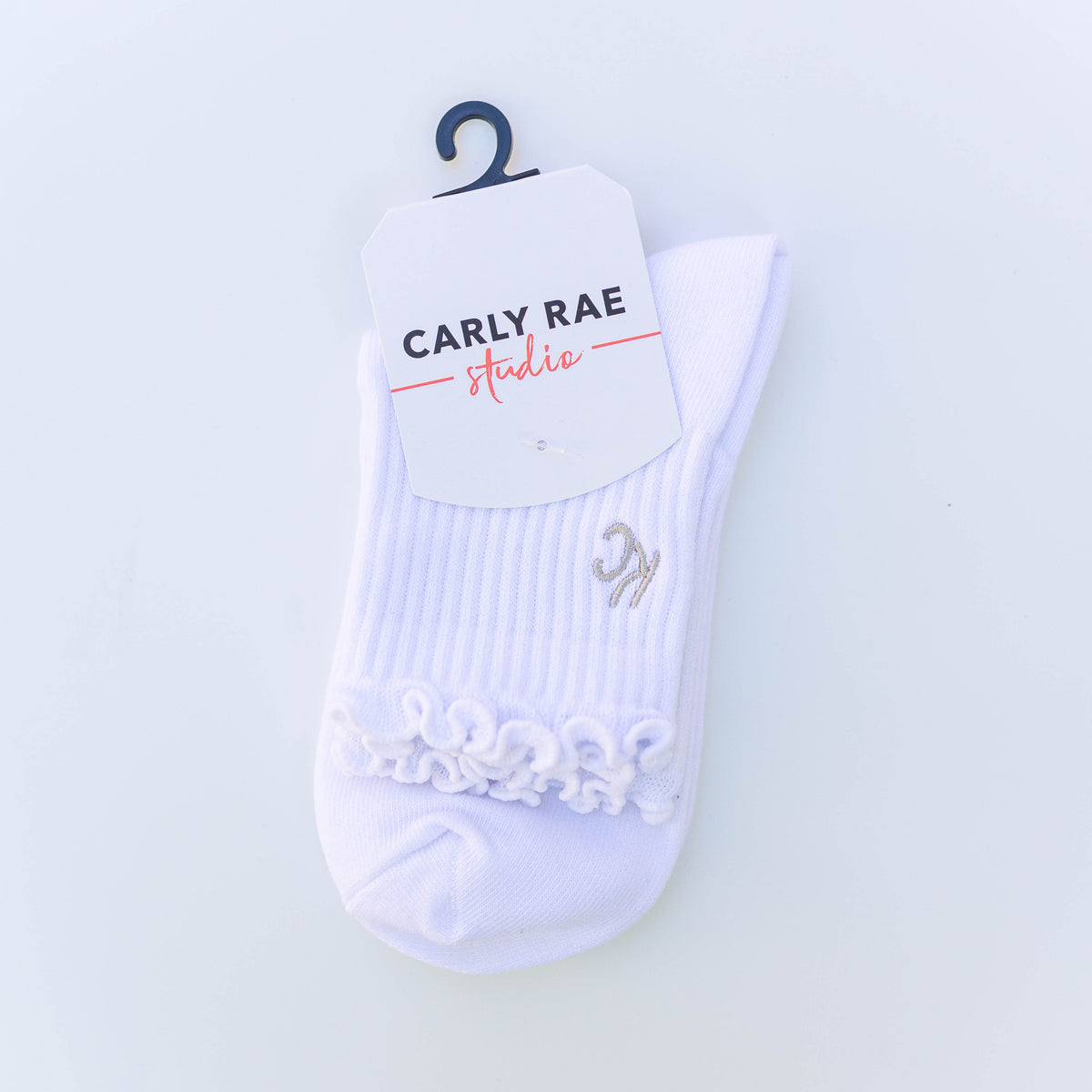 Kansas City Ruffle Socks - White with Grey KC