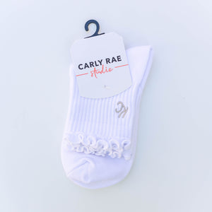 Kansas City Ruffle Socks - White with Grey KC