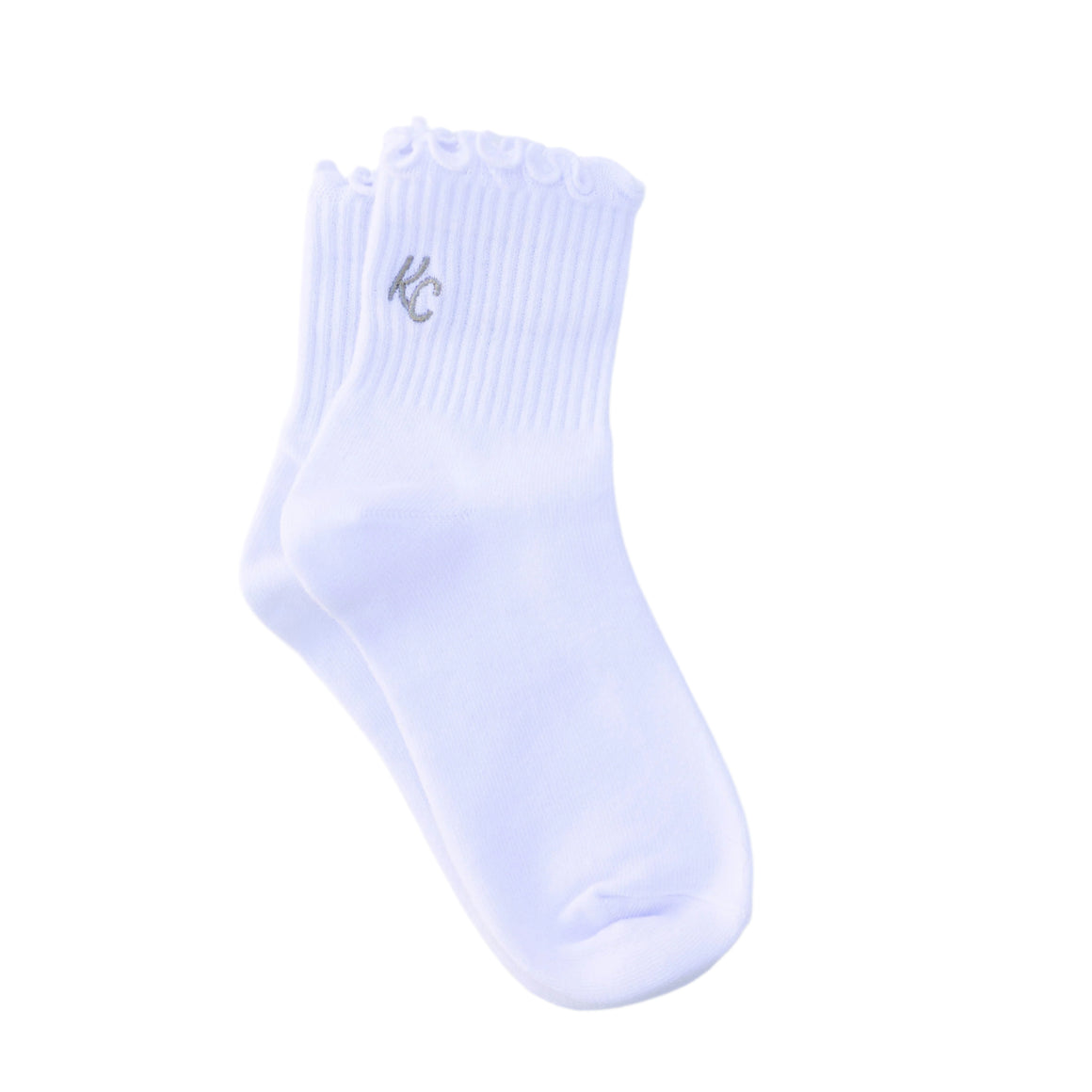 Kansas City Ruffle Socks - White with Grey KC