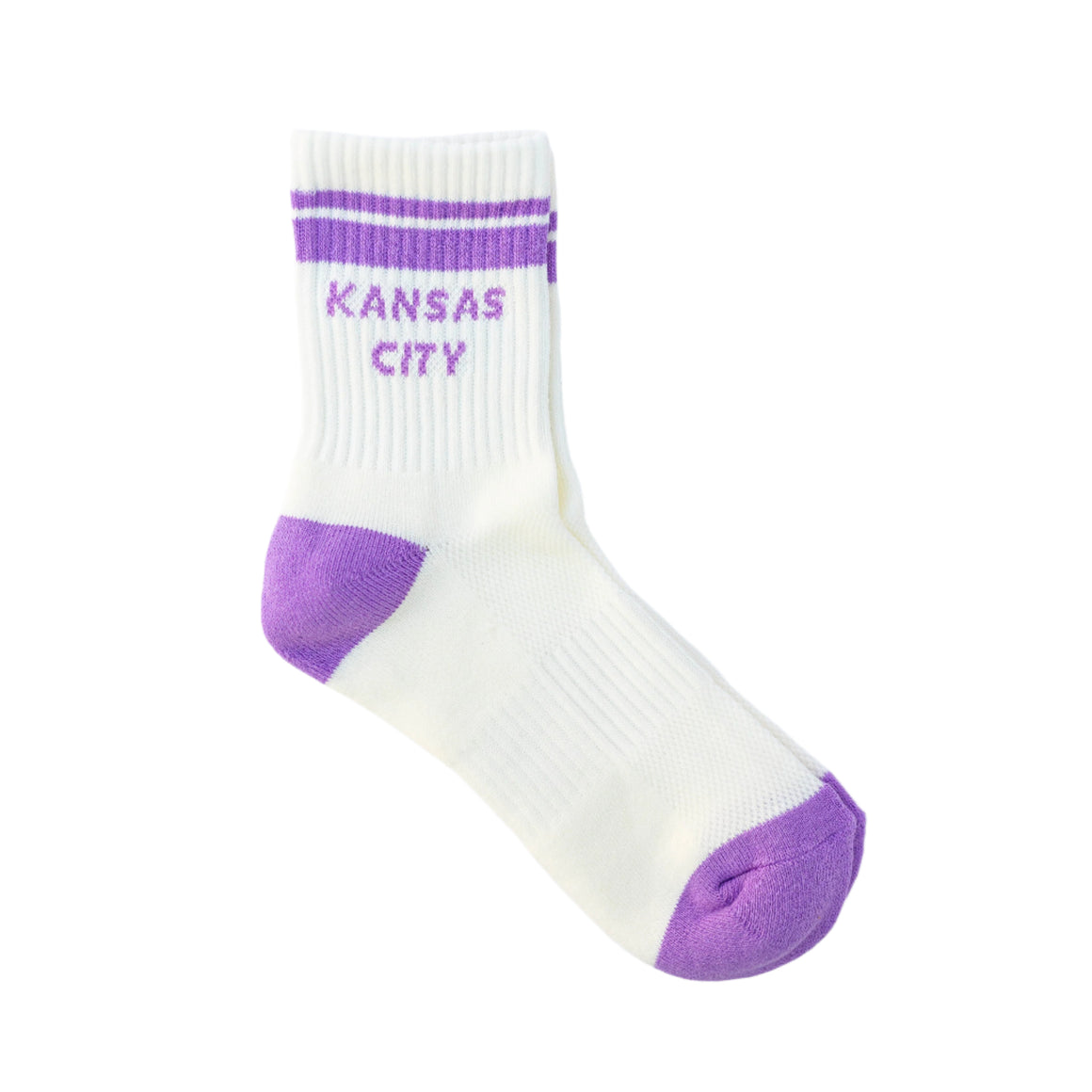 Kansas City Crew Socks - Cream w/ Purple