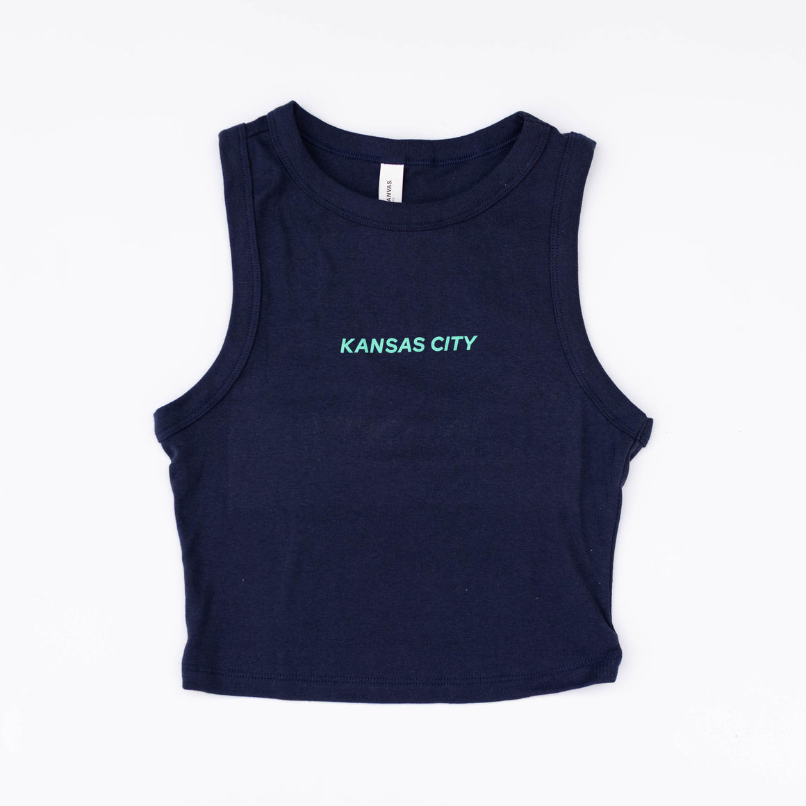 Kansas City Block Crop Tank Top - Navy & Teal