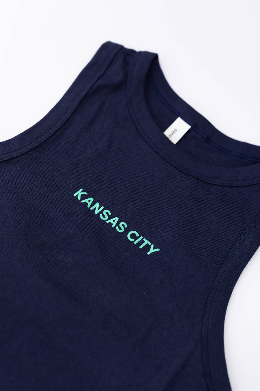 Kansas City Block Crop Tank Top - Navy & Teal