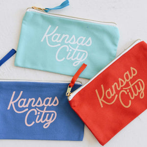 Kansas City Script Pouch in Navy and Teal