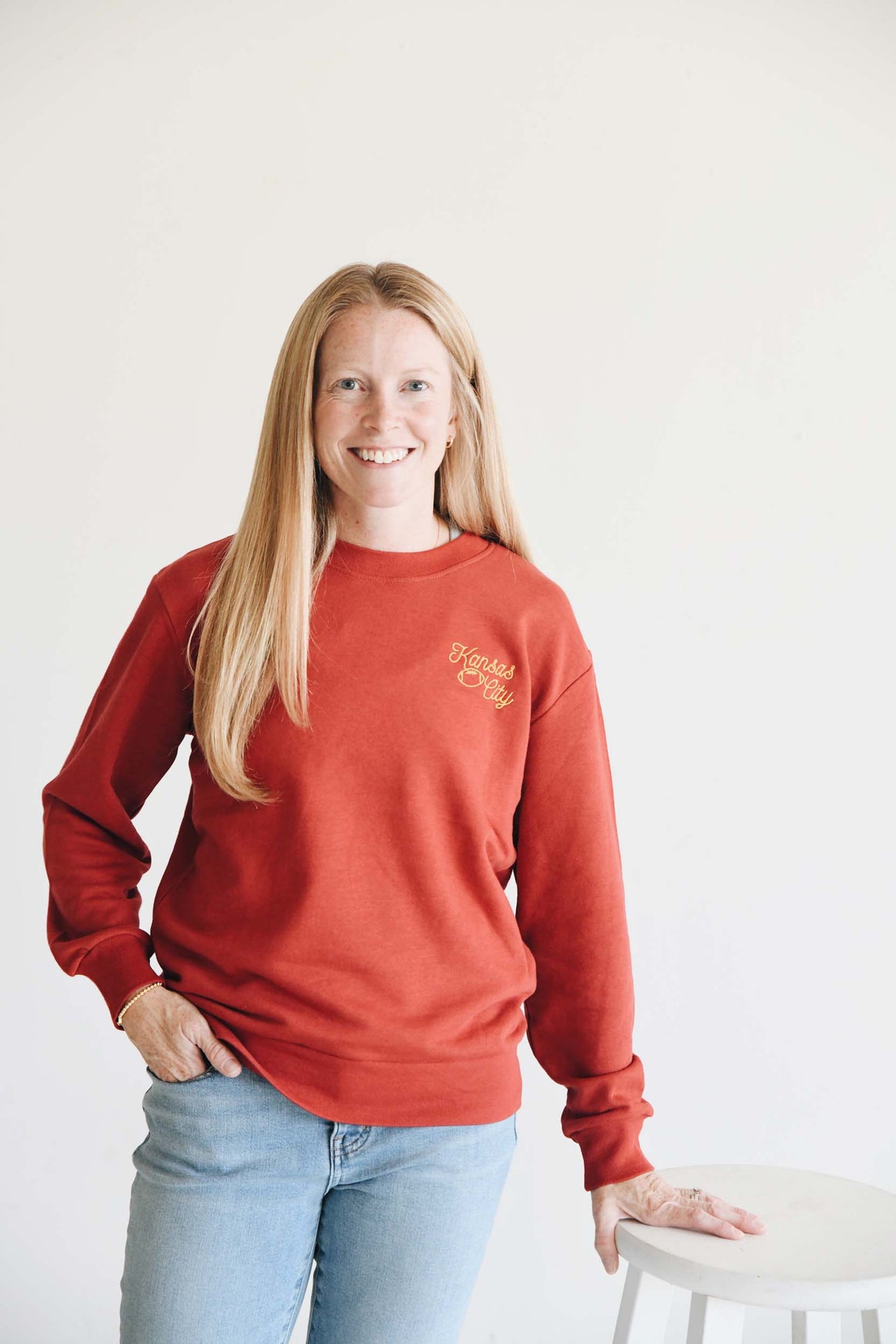 Kansas City Embroidered Football Sweatshirt - Red