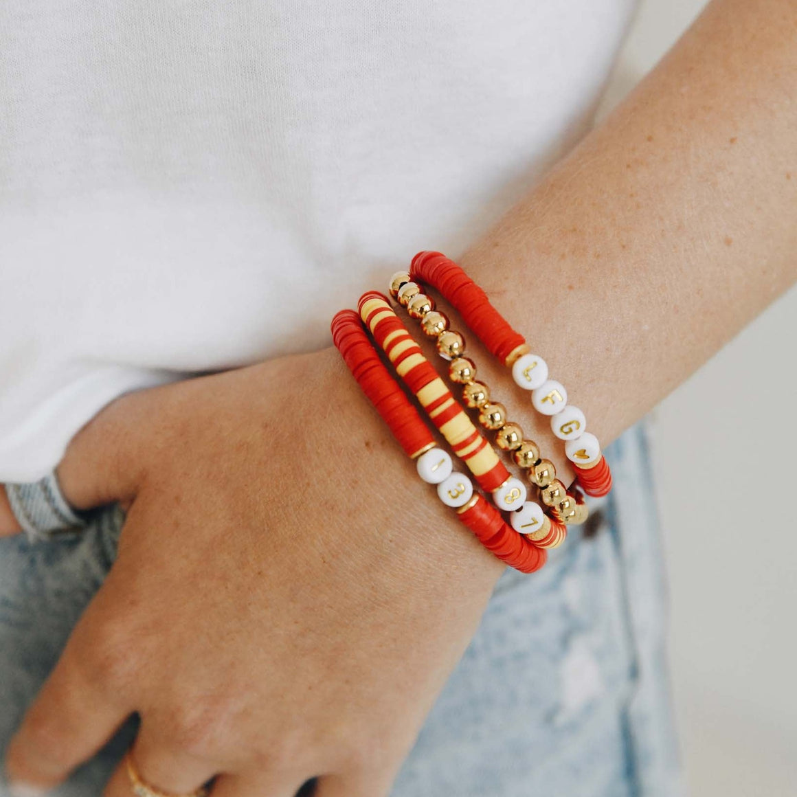 Red Era Bracelet Stack