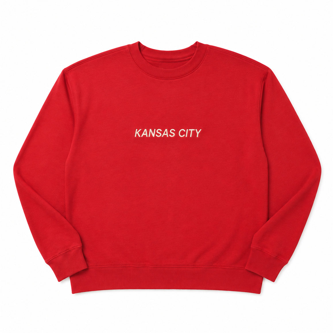 Embroidered Sweatshirt - Cream on Red