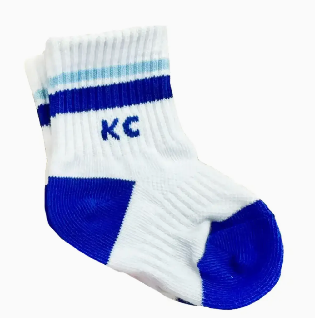 Baby Kansas City Crew Socks - White with Blue Stripes