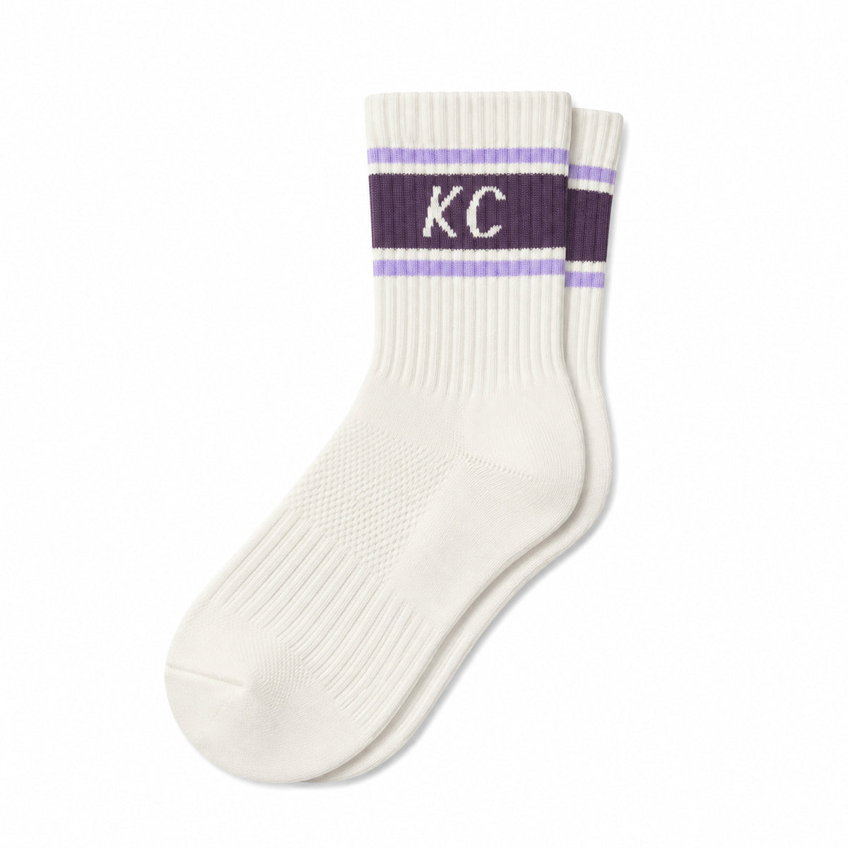 Kansas City Crew Socks - Bold Cream with Purples