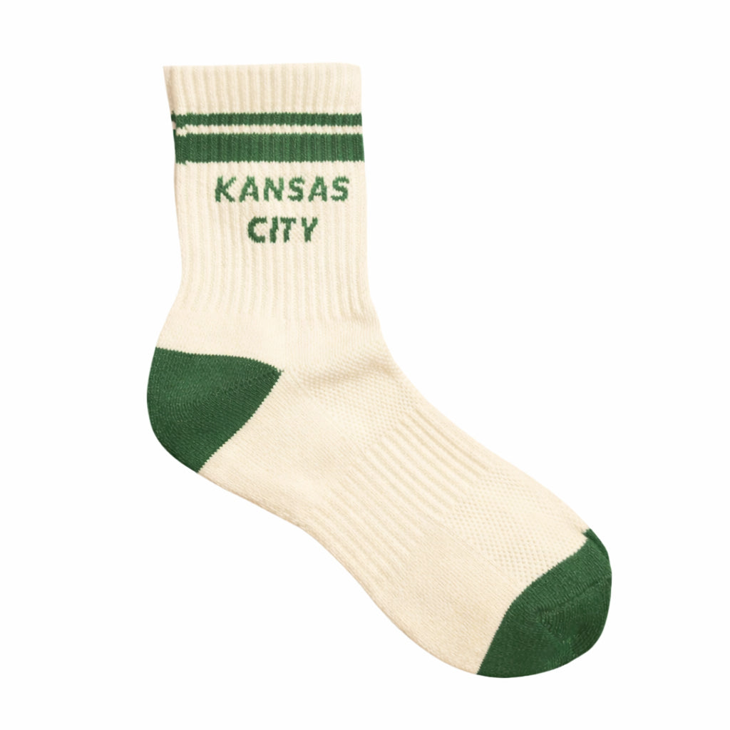 Kansas City Crew Socks - Cream w/ Green