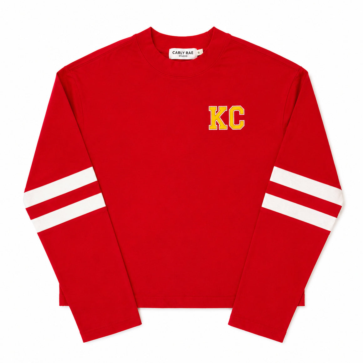 Long Sleeve Varsity Shirt - Red with White & Gold
