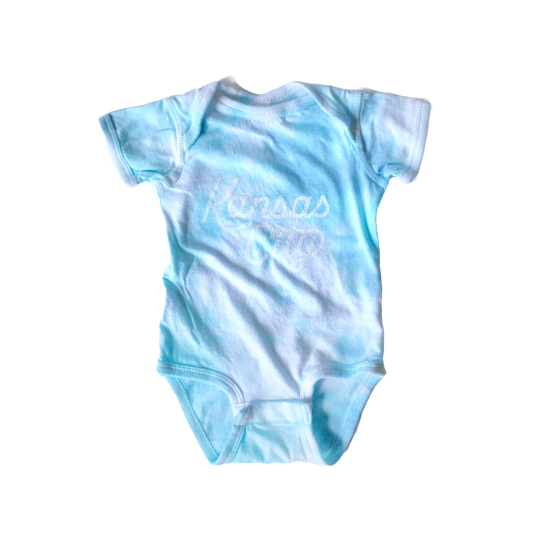 Kansas City Script Onesie - Tie Dye Blue