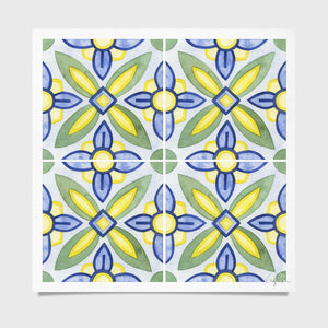 Tile #4 Pattern Watercolor Print