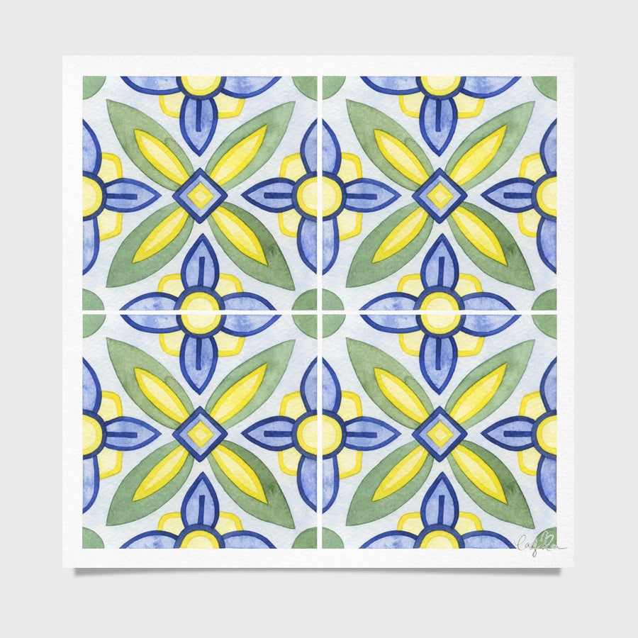 Tile #4 Pattern Watercolor Print