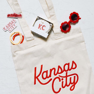 Kansas City Skyline Red Watercolor Magnet