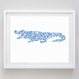 art print - blue alligator watercolor print - carly rae studio