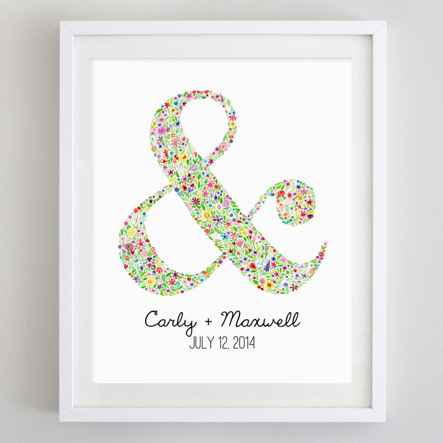 art print - custom ampersand floral watercolor print - carly rae studio