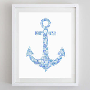 art print - blue anchor watercolor print - carly rae studio
